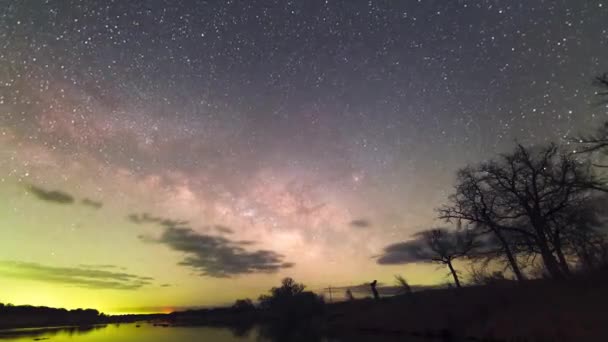 Rising Milky Way Time Lapse Meteor Strikes — ストック動画