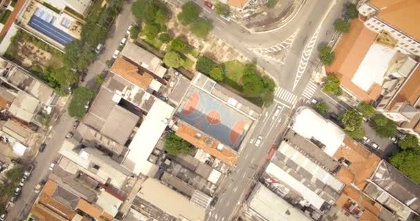 Ptasie Oko Obracające Się Nad Boiskiem Sportowym Dzielnicy Sao Paulo — Wideo stockowe