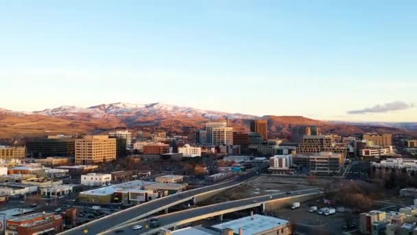 Aerial Time Lapse Traveling Boise Idaho Sunrise — Vídeo de stock