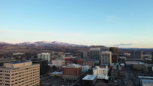 Rising Aerial Shot Boise Idaho Industrial Downtown District — Stock Video