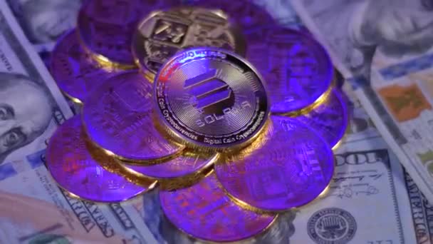 Solana Gold Crypto Coin Lies Top Altcoins Usd American Dollars — Video Stock