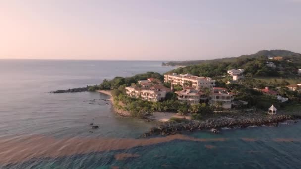 Sunset Repülés Tenger Felett Roatan Honduras — Stock videók