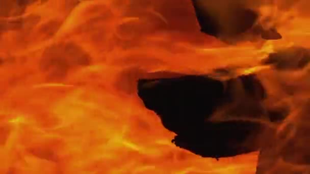 Plný Rám Vertikální Oranžové Plameny Krbu Ohniště Oheň Horký Oheň — Stock video