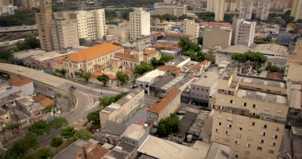 Voo Aéreo Direção Quadra Esportiva Urbana Distrito São Paulo — Vídeo de Stock