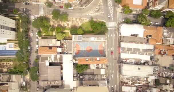 Aerial Birdseye Schodzący Nad Boiskiem Sportowym Sao Paulo Brazylia — Wideo stockowe