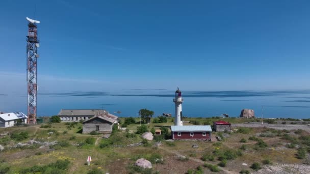 Drone Footage Vaindloo Lighthouse West Estonia — Wideo stockowe