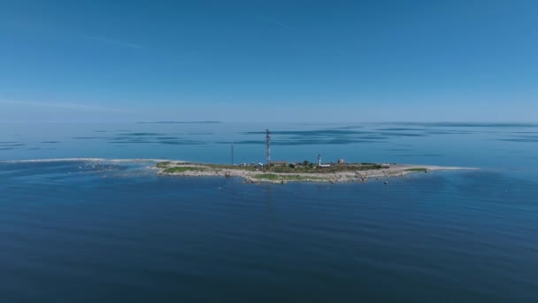 Panoramic Drone Footage Vaindloo Lighthouse West Estonia — Stok video