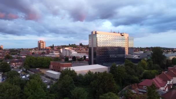 Drone Shot Rising North London Suburb Sunset England — Stock video