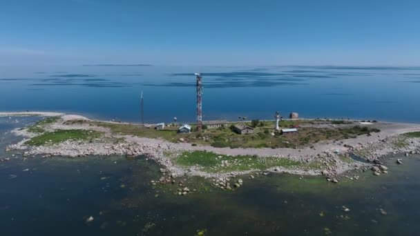 Panoramic Drone Πλάνα Από Φάρο Vaindloo Από Δυτικά Εσθονία — Αρχείο Βίντεο