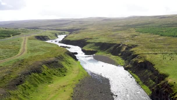 Small River Iceland Drone Video Moving — Stockvideo