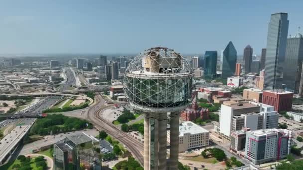 Dallas Skyline Huvudkontoret För Fortune 500 Texas City Flygbana Återföreningstornet — Stockvideo