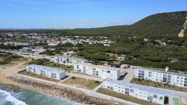 Drone Menembak Atas Pantai Urbanisasi Caos Meca Cadiz Spanyol Mana — Stok Video