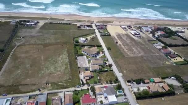 Drone Menakjubkan Menembak Atas Pantai Palmar Cadiz Spanyol Mana Pesawat — Stok Video