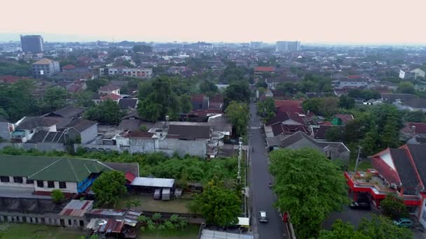 Houses Green Trees Small Road Aerial View Yogyakarta Cityscape — Wideo stockowe
