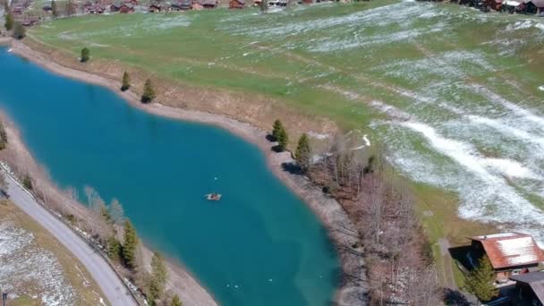 Заспокойся Блакитна Вода Озера Сонячному Дні Узбекистані Повітрям — стокове відео