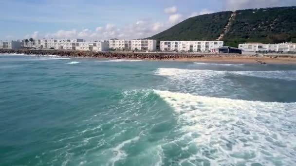 Drone Sparare Sulla Spiaggia Caos Meca Urbanizzazione Cadice Spagna Dove — Video Stock