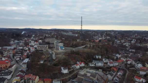 Floyheia Hill Famous Glass Elevator Radio Tower Arendal Norway Slow — Video Stock