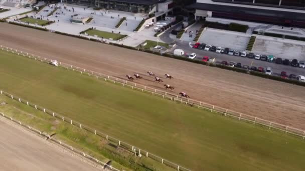 Horseracing Hipodromo Argentino Palermo Aerial Tracking — Video Stock