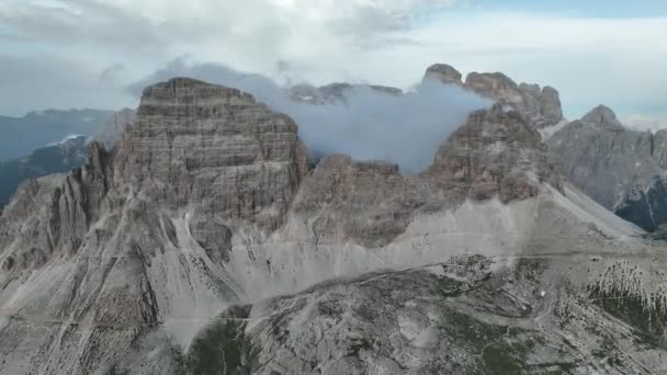 Beautiful Sunny Day Dolomites Mountains View Tre Cime Lavaredo Three — Stock video