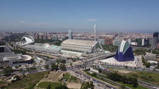 Aerial Pan Museum District Metropolitan Area Valencia Spain — Stock video