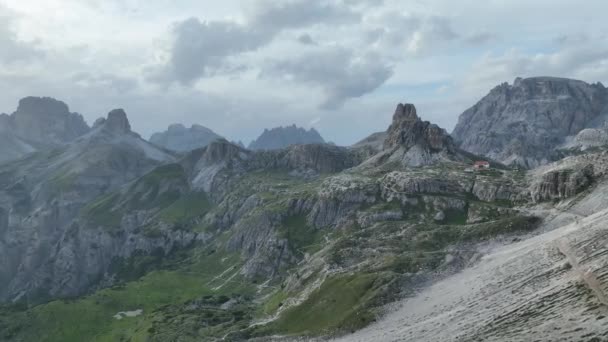 Beautiful Sunny Day Dolomites Mountains View Tre Cime Lavaredo Three — Stock video