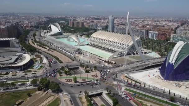 Drone Vista Della Ciudad Les Artes Ciencias Valencia Spagna — Video Stock