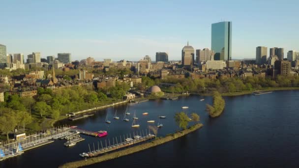 Boston Back Bay Mahallesi Ndeki Limanın Havadan Görüntüsü Güzel Yaz — Stok video