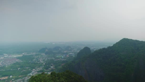 Cinematic Landscape Scenic Footage Panoramic View Town Krabi Mountain Jungle — 비디오