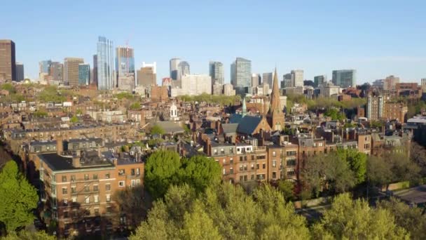 Historic Buildings Revealed Boston Back Bay Neighborhood Skyline Background — Stok video