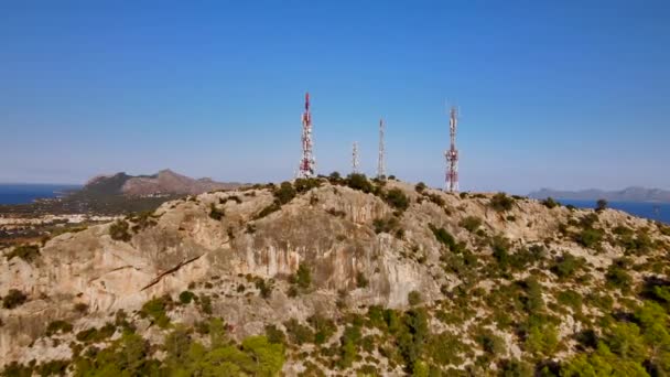 Spanish City Sea Reveals Mountain Antennas — Vídeos de Stock