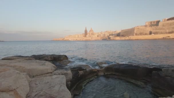Valletta Manoel Island Sunset Slow Motion Wide Static Shot — Stock Video