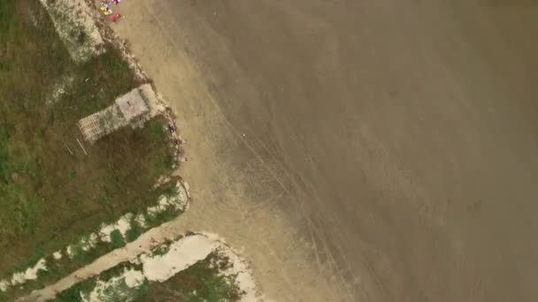 Sandy Seashore Quiet Beach Curia Santa Elena Ecuador Aerial — 비디오