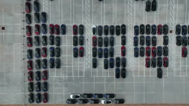 Top Aerial New Tesla Model Cars Giga Texas Location Austin — Stockvideo