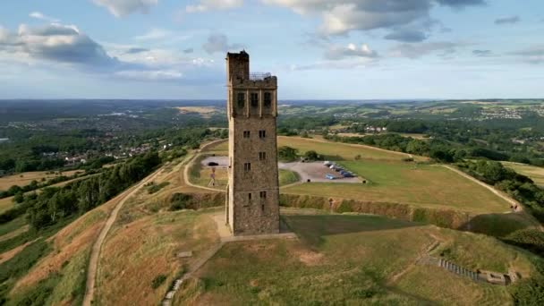 Drone Ariel Footage Castle Hill Metropolitan Borough Kirklees West Yorkshire — Vídeo de Stock