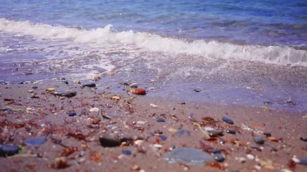 Медленные Движения Волн Пляже — стоковое видео