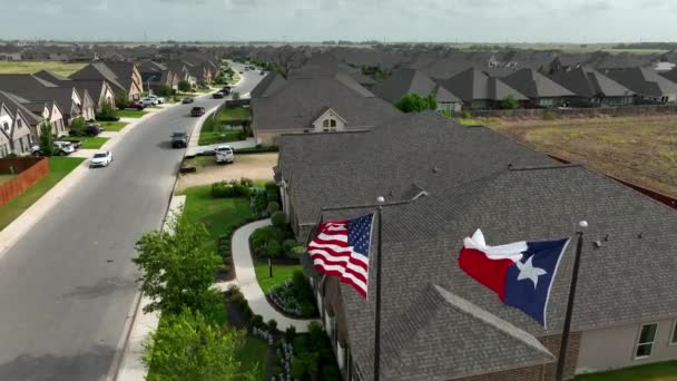 Viviendas Texas Nueva Comunidad Residencial Con Casas Unifamiliares Viviendas Gran — Vídeos de Stock