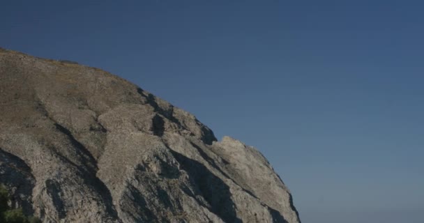 Large Mountain Mega Yacht Ocean Santorini Greece — Vídeo de stock