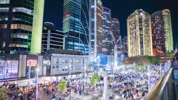 Время Толпы Круговой Набережной Время Фестиваля Vivid Сиднее 2022 — стоковое видео