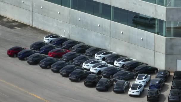 New Tesla Model Cars Giga Texas Factory Austin Aerial View — 图库视频影像