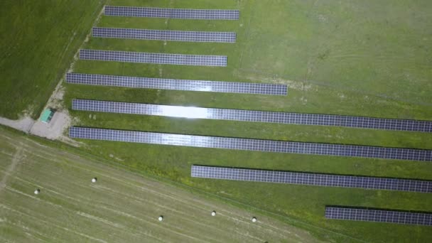 Solar Farm Photovoltaic Module Hot Sunny Summer Day Rural Field — Stockvideo