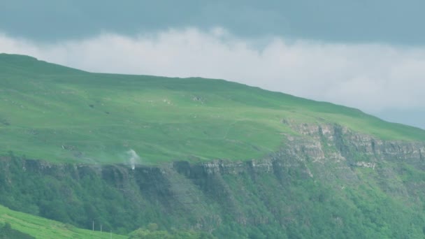 Wide Shot Scottish Waterfalls Being Blown Upwards Strong Winds West — Wideo stockowe