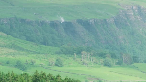 Closeup Scottish Waterfalls Being Blown Upwards Strong Winds West Coast — Stockvideo