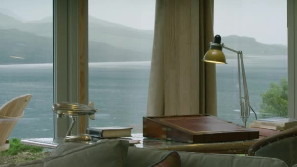 Desk View Scotlands West Coast Stunning Backdrop Office — ストック動画