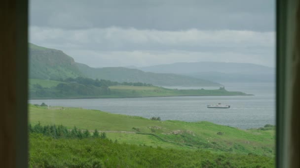 Ferry Boat Windy Day Sound Mull Scotlands West Coast — Vídeo de Stock