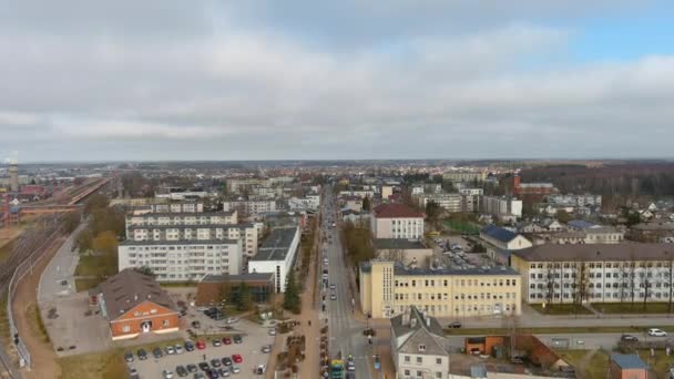 Mazeikiai City Lithuania Aerial View Residential District Street Traffic Railway — Vídeo de Stock