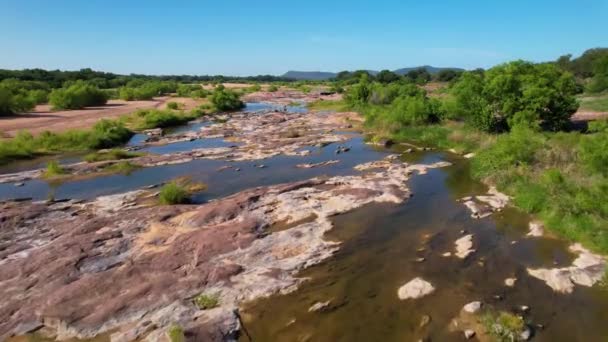 Aerial Footage Popular Area Llano River Texas Called Slab Water — Vídeo de Stock