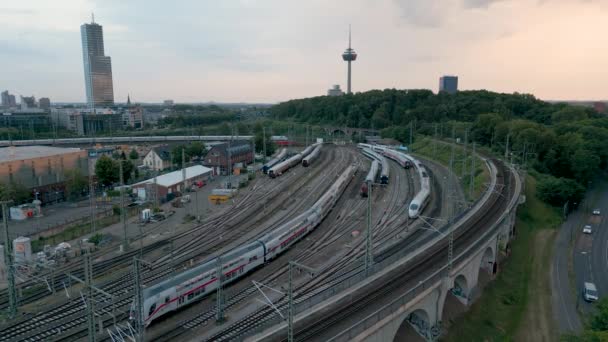 Cologne Germany Aerial Bird View Railway Yard Kln Nord Big — Vídeos de Stock