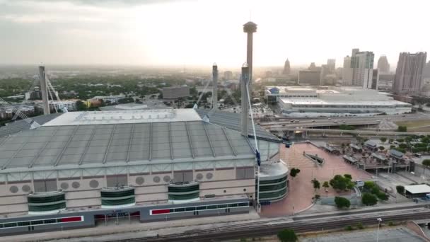 Henry Gonzalez Convention Center Tower Americas Aerial San Antonio — Stock Video