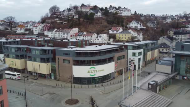 Alti Shopping Centre Vesterveien Street Arendal Norway Aerial Showing Logo — Stock Video