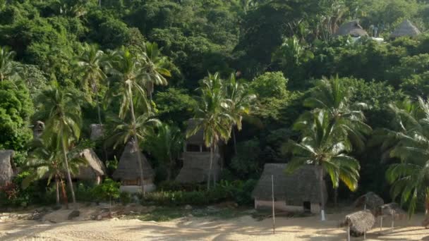 Szcenírozott Kilátás Trópusi Erdő Bambusz Házak Yelapa Beach Jalisco Mexikó — Stock videók